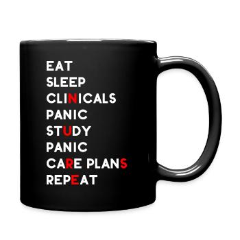Eat sleep clinicals panic study panic care plans - Full Color Mug - black - Right