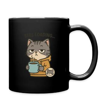 Still Loading Cat – Cute Sleepy Coffee Vibes - Full Color Mug - black - Right