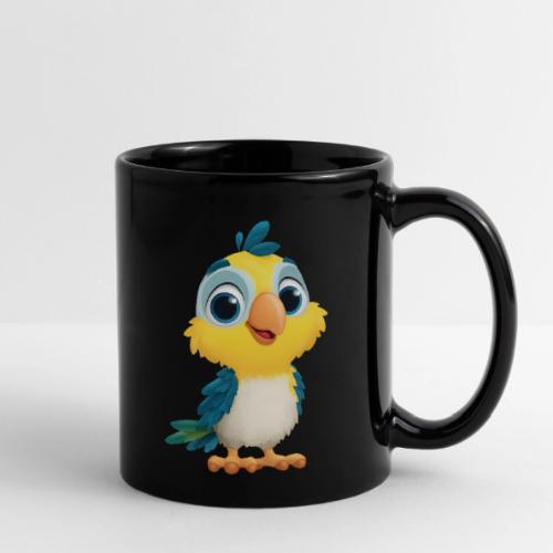 Playful Cartoon Parrot with Big Happy Eyes - Full Color Mug