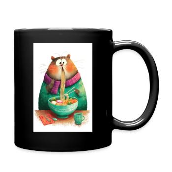 Neko Slurp: Cozy Ramen Cat - Full Color Mug - black - Right