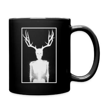 Fantôme aux bois de cerf dans le brouillard nocturne - Tasse colorée - noir - Droite
