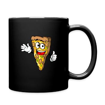 Cartoon Pizza Slice - Full Color Mug - black - Right