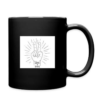 Peace Hand Sign Love Print - Full Color Mug - black - Right