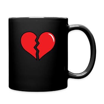 Broken Heart Heartbreak Left Chest - Full Color Mug - black - Right