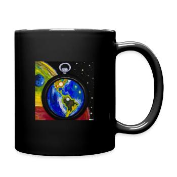 Planet Earth as a Pocket Watch - Full Color Mug - black - Right