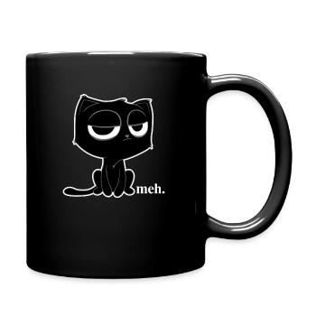 Funny Meh Cat Cute Kitty Cat Hooded - Full Color Mug - black - Right