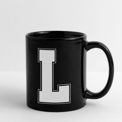 White Letter L – Varsity Alphabet Monogram - Full Color Mug