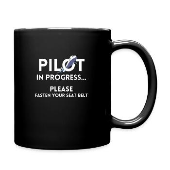 pilot in progress future pilot airplane aircraft - Full Color Mug - black - Right