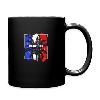 Montpellier France French Flag Palm Tree Beach - Full Color Mug - black - Right