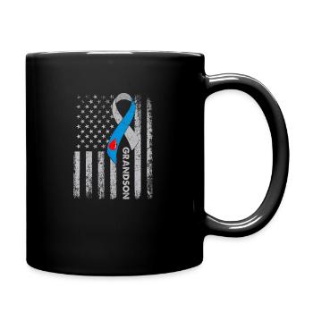Diabetes Awareness GRANDSON American Flag DIABETES - Full Color Mug - black - Right
