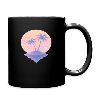 Floating Island Dreamscape – Vaporwave Sunset - Full Color Mug - black - Right