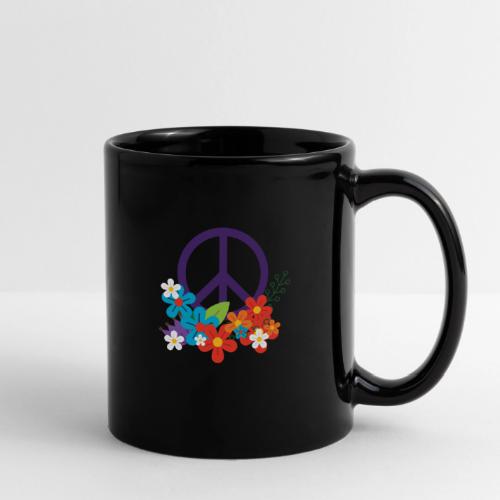 Hippie Peace Design avec des fleurs - Tasse colorée