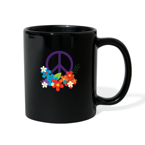 Hippie Peace Design With Flowers - Full Color Mug