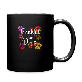 Thankful for Dogs (speckled paws) - Full Color Mug - black - Right