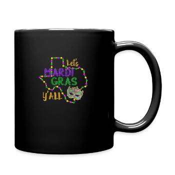 Mardi Gras Y'all Galveston Fun Cute Beads and Mask - Full Color Mug - black - Right