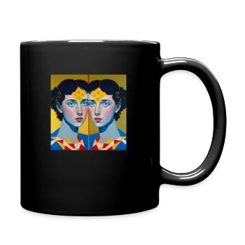 Symmetrical baroque painting blue and yellow - Full Color Mug - black - Right