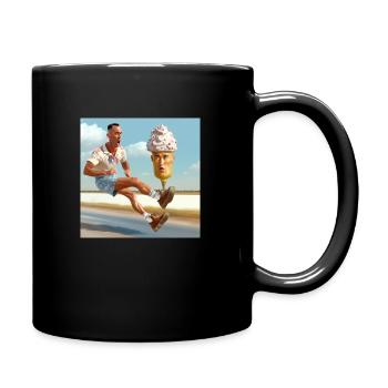 A man riding a skateboard with an ice cream cone - Full Color Mug - black - Right