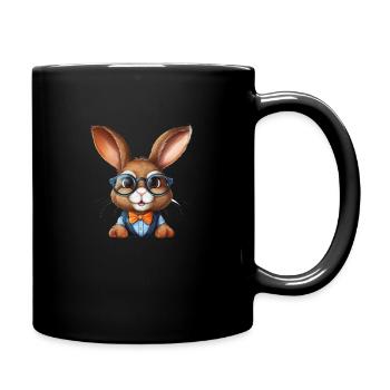 Cute Smart Rabbit, rabbit,smart bunny - Full Color Mug - black - Right