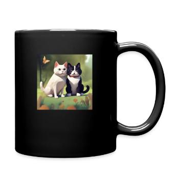 Black 🖤 and white 🤍 cat - Full Color Mug - black - Right