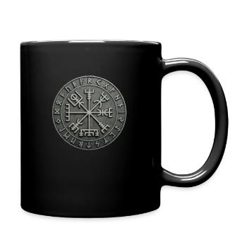 Viking compass carved into stone - Full Color Mug - black - Right