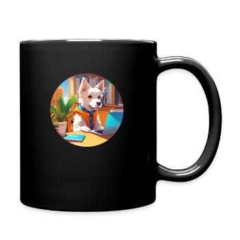 Dog Busy at the Computer - Full Color Mug - black - Right