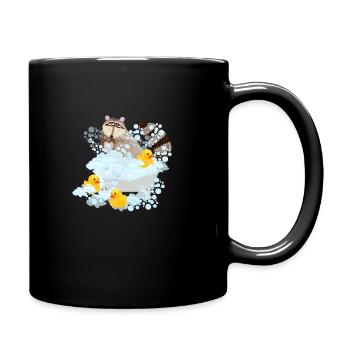 Raccoon, bubbles and Rubber Duckies - Full Color Mug - black - Right