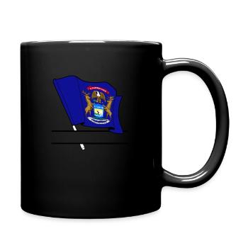 Michigan flag text banner - Full Color Mug - black - Right