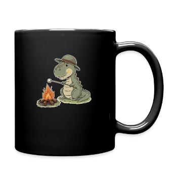 Cute t-rex roast marshmallow - Full Color Mug - black - Right