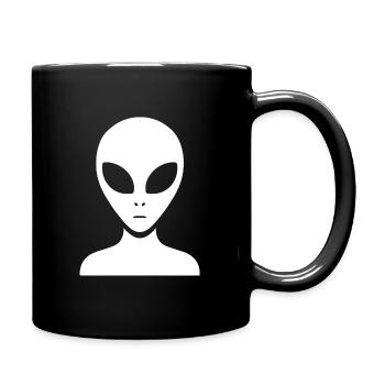 Minimalist alien portrait silhouette face - Full Color Mug - black - Right