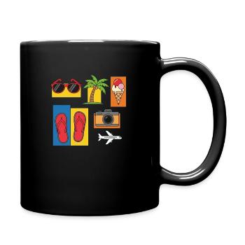 Colorful Summer Travel Icons – Palm Tree - Full Color Mug - black - Right