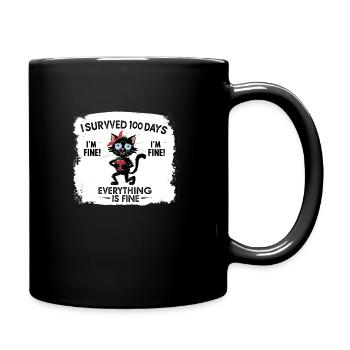 I Survived 100 Days Of School Bleached Cat - Full Color Mug - black - Right
