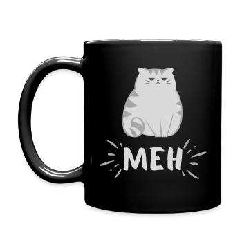 Mad Cat - Meh - Funny Animals - Full Color Mug - black - Left