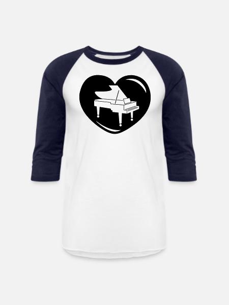 Heart cut piano - Unisex Baseball T-Shirt - white/navy