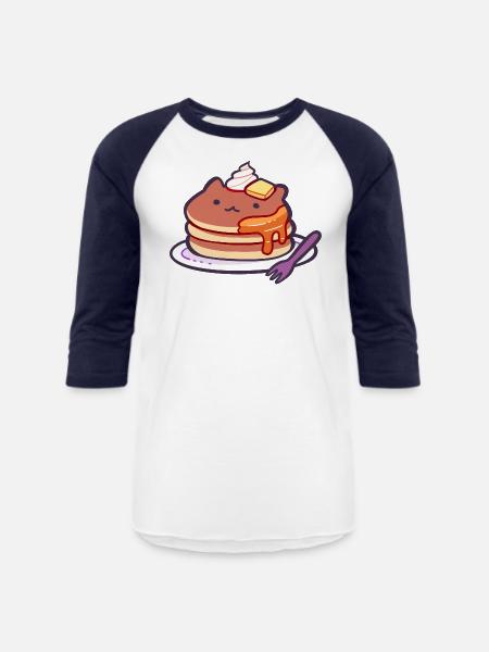 Cat Pancakes - Unisex Baseball T-Shirt - white/navy