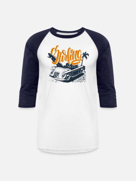 Surfing collection - Unisex Baseball T-Shirt - white/navy