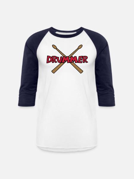 Drummer Crossed Drumsticks - Unisex Baseball T-Shirt - white/navy
