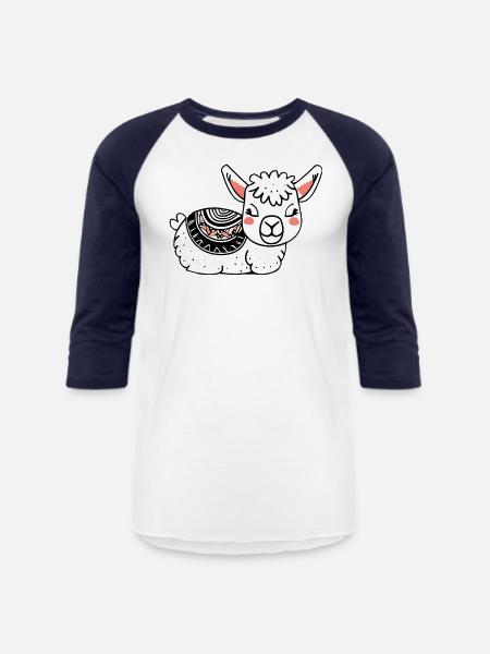 Adorable Llama Resting - Unisex Baseball T-Shirt - white/navy