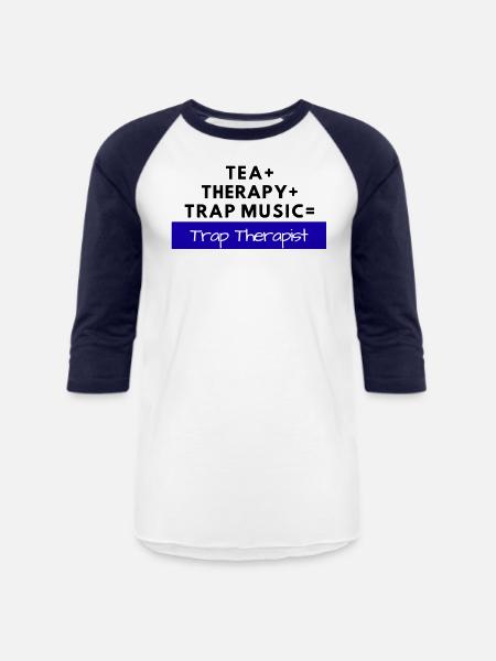 TRAP THERAPIST - Unisex Baseball T-Shirt - white/navy