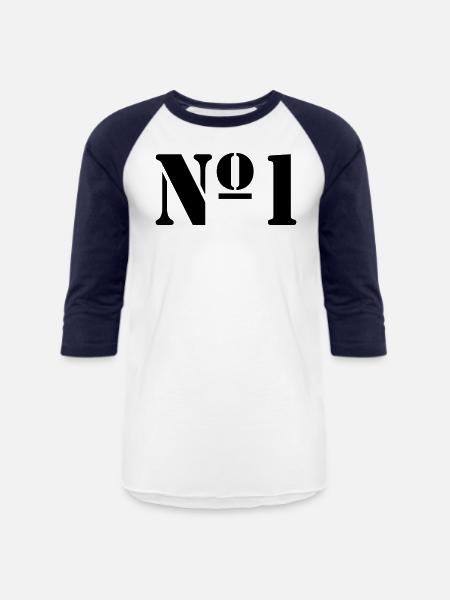 No 1 - Unisex Baseball T-Shirt - white/navy