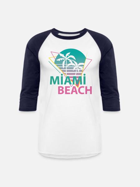 Miami Beach - Unisex Baseball T-Shirt - white/navy