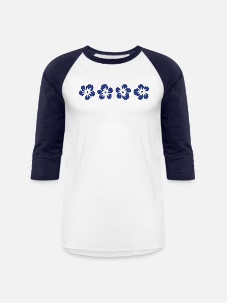 hawaii hibiscus flower - Unisex Baseball T-Shirt - white/navy