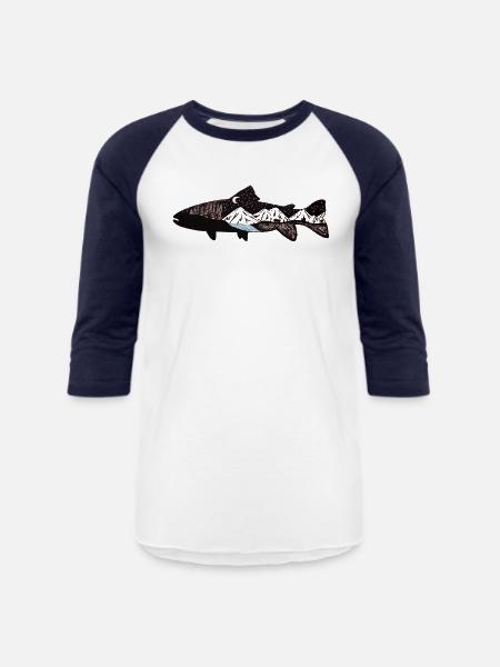 Mountain Trout - Unisex Baseball T-Shirt - white/navy