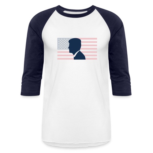 JFK With Flag - Unisex Baseball T-Shirt