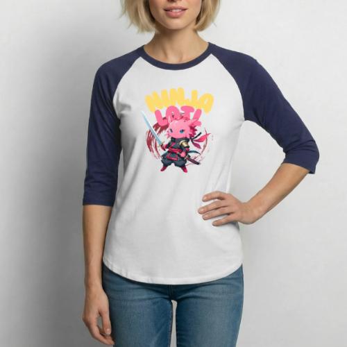 Kawaii Axolotl Ninja - Unisex Baseball T-Shirt