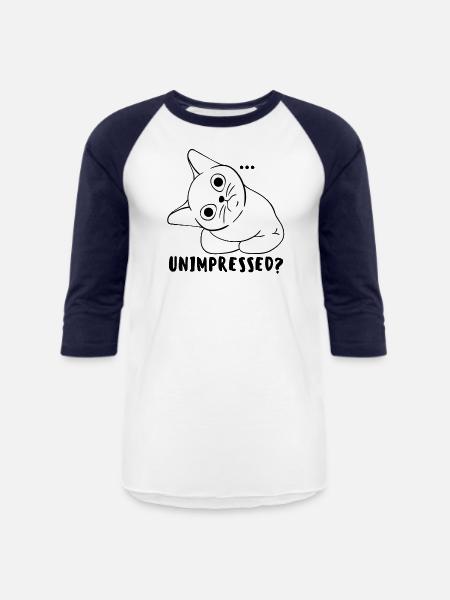 Unimpressed Funny Angry Cat - Unisex Baseball T-Shirt - white/navy