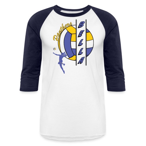 Volleyball Custom Player Name Bella - Unisex Baseball T-Shirt