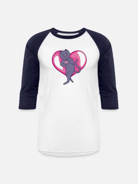 Russian Blue Cat in Love - Unisex Baseball T-Shirt - white/navy