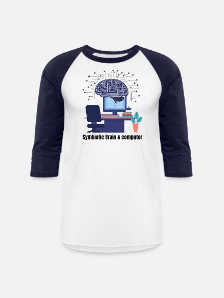 Brain and computer - Unisex Baseball T-Shirt - white/navy