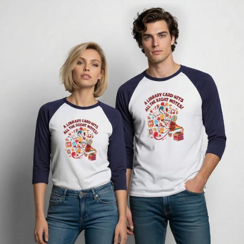 A Library Card Hits All the Right Notes - Unisex Baseball T-Shirt