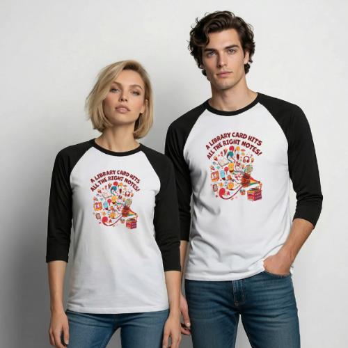 A Library Card Hits All the Right Notes - Unisex Baseball T-Shirt